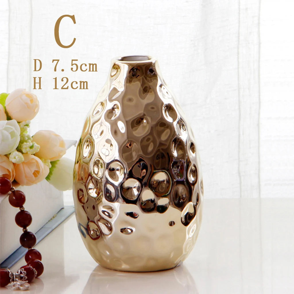 Modern Oval Ceramic Plated Decorative Flower Vase