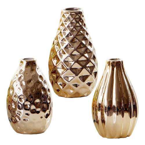 Modern Oval Ceramic Plated Decorative Flower Vase